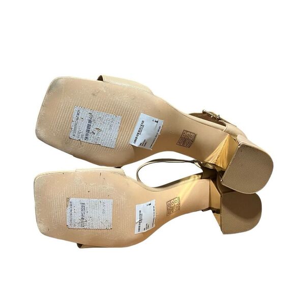 Ninety Union Santori Sandal 12 Beige Open Toe Chain Link Block Heel Classic - Picture 7 of 10